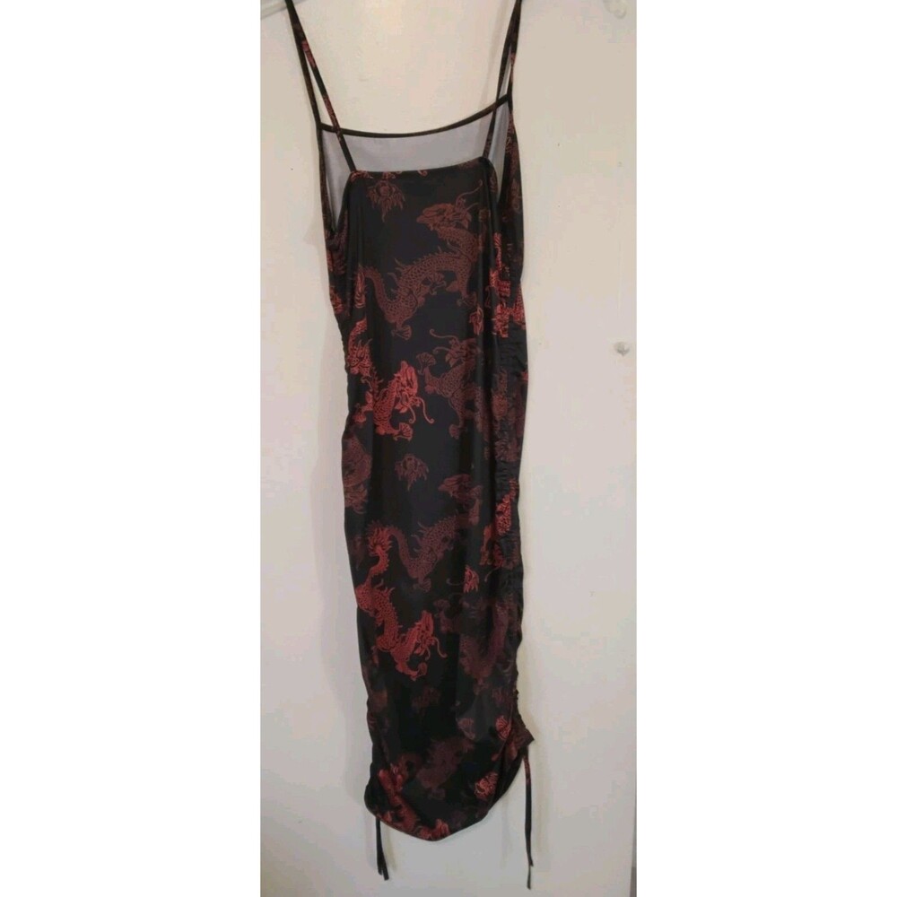 Shein red and black dragon Adjustable Length Drawstring Dress Women's Size Large